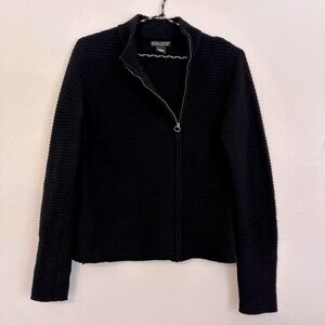 Daniel Bishop Cashmere Ribbed Asymmetric Zip Sweater size Small